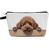YULUENZE Teddy Cosmetic Bag Small Makeup Organizer Pouch with Zipper Poodle Toiletry Makeup Bag Presents for Women Friends