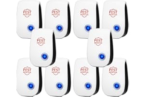 PESTMENTOR Upgraded Ultrasonic Pest Control Repeller Pest Control Electronic Pest Repellent Plug in Indoor for Rodents Mice Cockroach Bug Roach Mosquitoes Insects Spiders 10 Packs