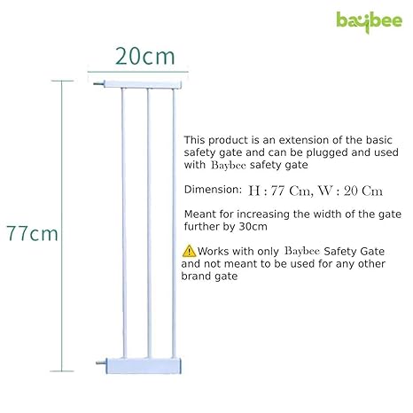 BAYBEE Baby Metal Safety Gate Extension (White, 200 mm /20 cm /8-inch Extension)