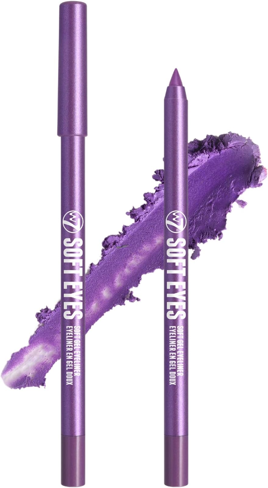W7 Soft Eyes Gel Eyeliner 2Pcs Metallic Liner Pencil High Impact Royal Purple