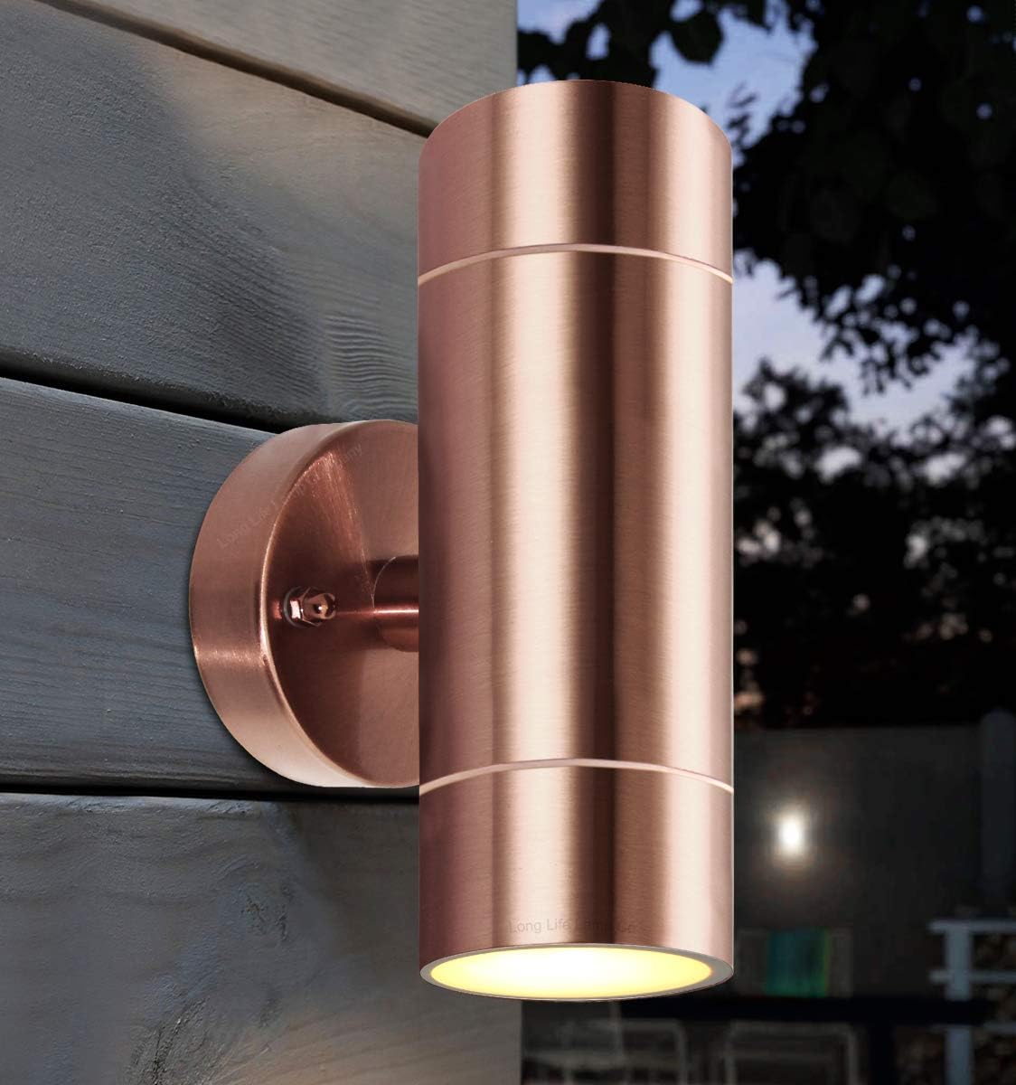 Long Life Lamp Company Modern Double Outdoor Wall Light Stainless Steel Copper Finish IP65 ZLC081C - Image 3