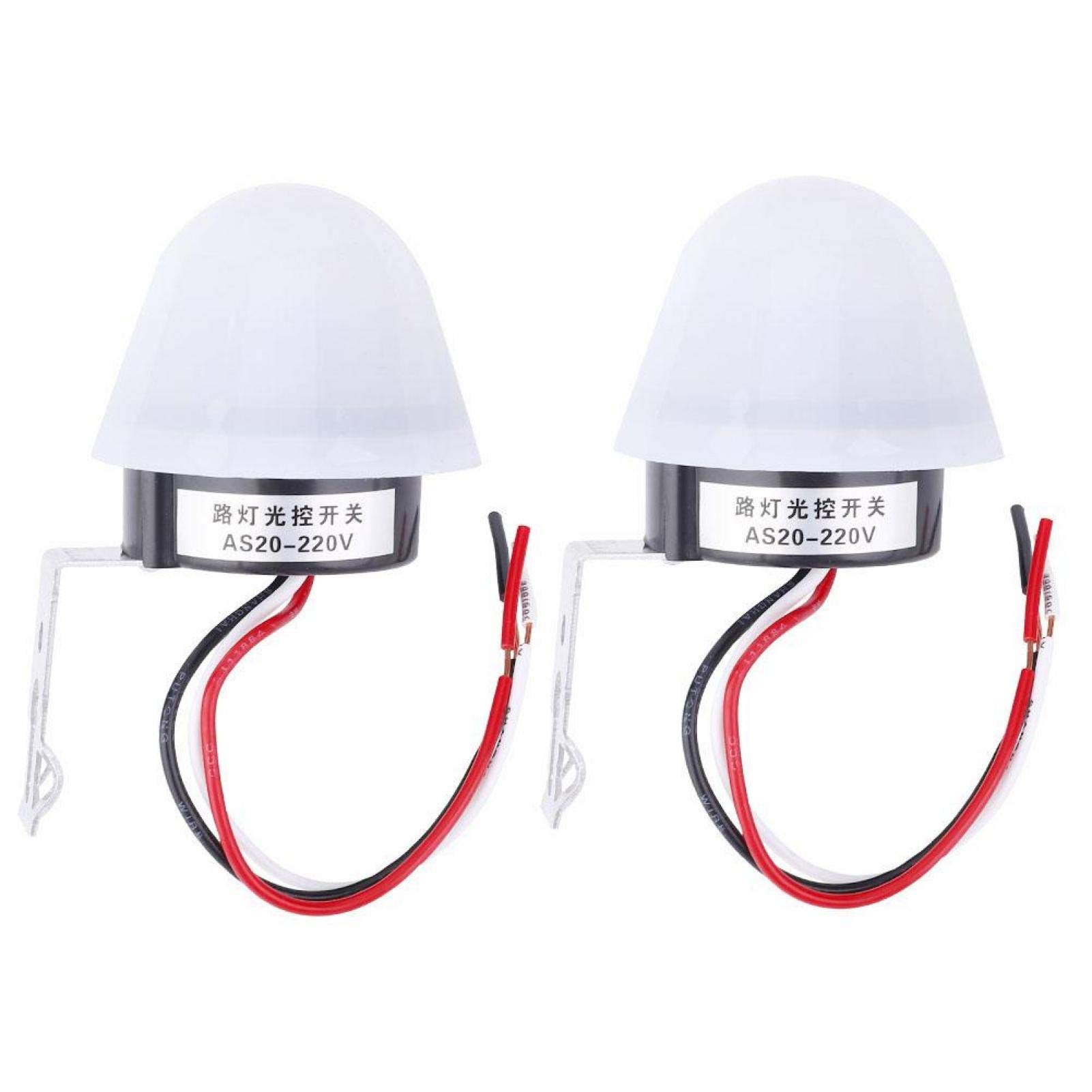 Kadimendium 2pcs Automatic On Off Adjustable Street Light Photoswitch Photocell Sensor Switch Photo Control Sensor Switch(220V 10A 50Hz)