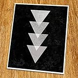 Geometric Art Print (Unframed), Retro Art, Abstract Art Poster, Mid-century Art, Cafe, Industrial, Loft, Triangle Art, Black and White, 8x10