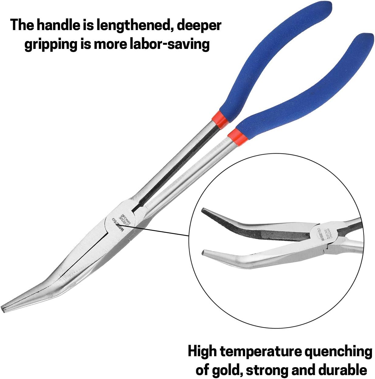 WISEPRO 11 Inch Extra Long Nose Pliers, Bent Long Nose Pliers, Long Nosed Pliers Long Reach - Image 4