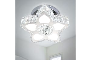 FRIXCHUR Crystal Ceiling Light Modern Mini Chandelier Flower LED Flush Mount Ceiling Light Fixture for Dining Room Bedroom Living Room Small Room (Cool White)