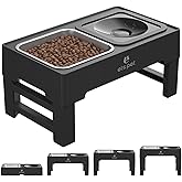 ELS PET Elevated Dog Bowls 4 Heights Adjustable, Raised Dog Bowls with No Spill Dog Water Bowl & Stainless Steel Dog Food Bow