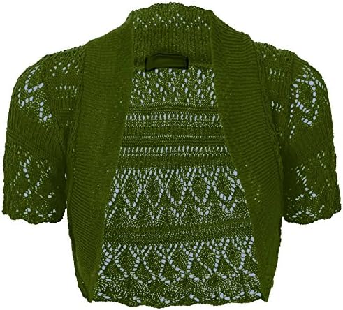 Thever Women Ladies Knitted Short Sleeve Crochet Shrug Bolero Cardigan SZ 8-26