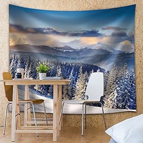 Snowed in Pine Trees up on The Mountains - Fabric Tapestry, Home Decor - 51x60 inches