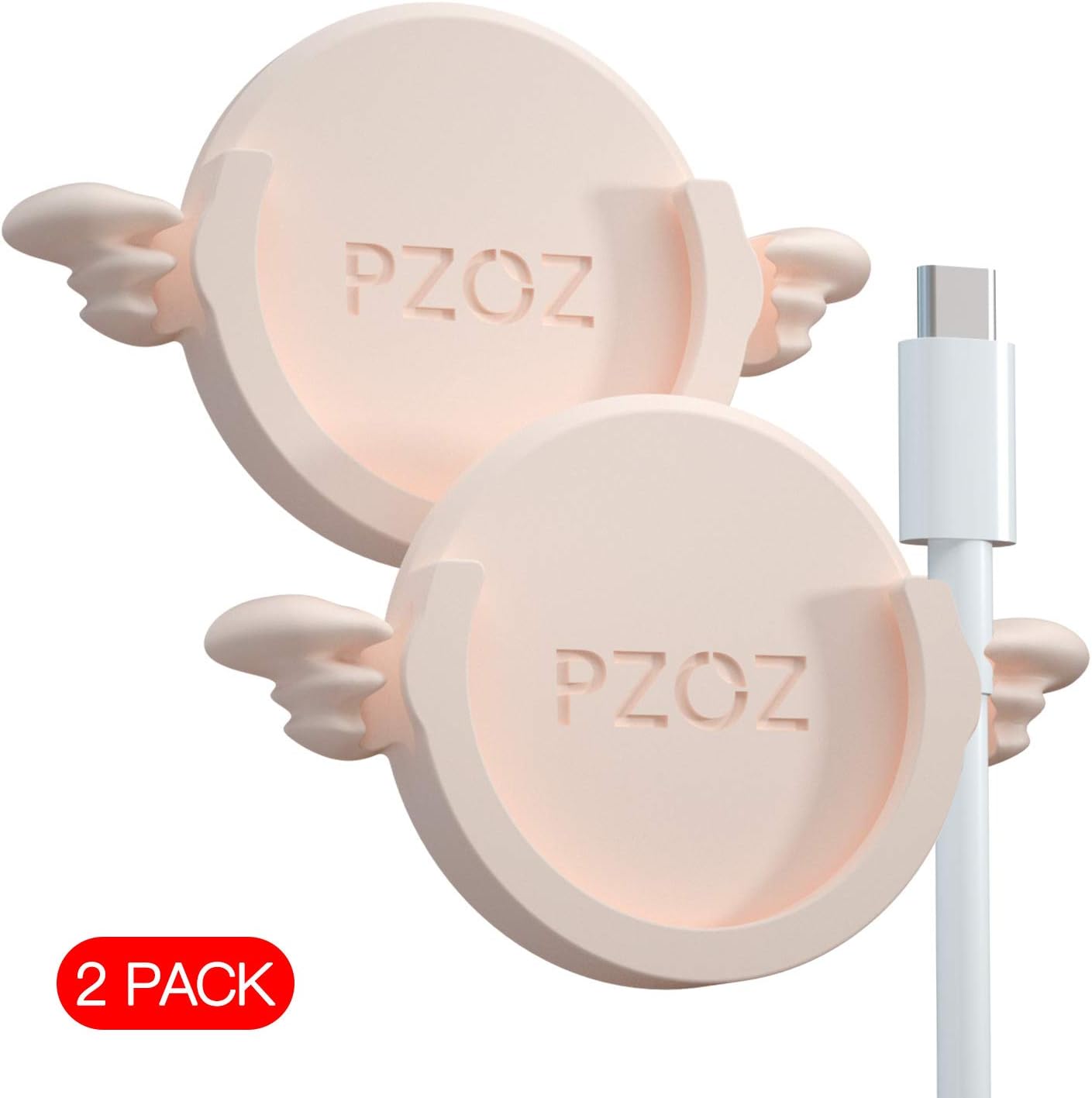 pzoz Phone Car Mount Compatible for Collapsible Grip Socket, 2 Pack Adhesive Silicone Stand for Mount Charging Cable Holder Wire Clip Cord Organizer for Car, Office, Kitchen, Wall (Pink)