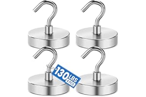 LOVIMAG Magnetic Hooks Heavy Duty, 100 lb Magnetic Hooks for Hanging, Toolbox, Cruise, Office and Kitchen etc- 4 Pack