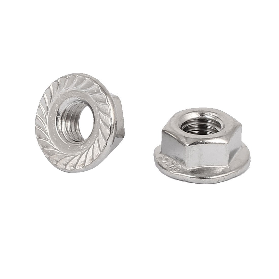 Sourcingmap M14 304 Stainless Steel Serrated Hex Flange Nuts Silver Tone 2pcs