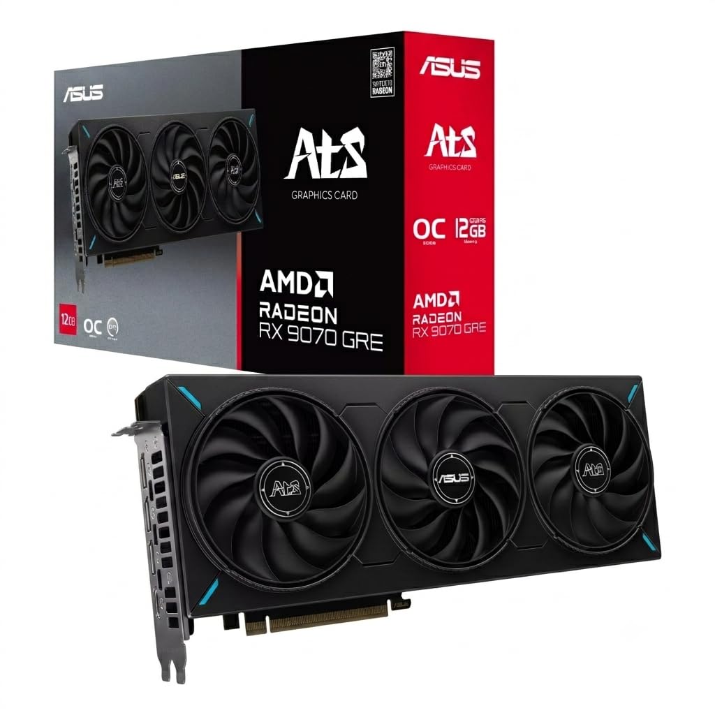 ASUS ATS Radeon RX 9070 GRE 12GB GDDR6 OC Edition Gaming Graphics Card | PCIe 5.0, HDMI/DP 2.1, 2.5-slot design, Axial-tech F