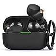 AIRSPO Case Compatible with Sony WF-1000XM4 Silicone Protective Skin Case Cover for Sony Wireless Earbuds (Black)