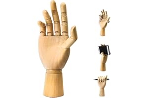 XMSJSIY SIS Wood Art Mannequin Hand Model Statue,Sketching,Painting and More Pen Holder/Phone Holder-(Female Hand) 10 inch (Right,10 inch)
