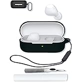 Case for Sony WF-C510 Truly Wireless in-Ear Bluetooth Earbud,Soft Protective,Shockproof, BOVUGAC Silicone Case Cover with Keychain & Cleaning Kit & Lanyard-Black