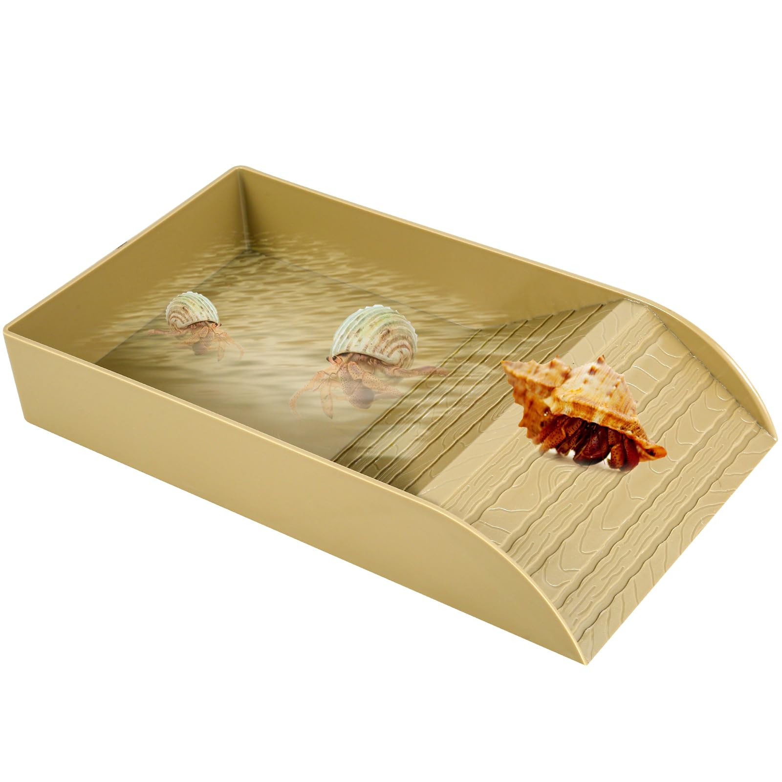 JETHMA Tortoise Water Dish, Tortoise Bath Dish, Anti Slip Reptile Pool Bowl with Ramp, Reptile Feeding Box Dish, Tortoise Water Bowl For Basking Feeding Bathing (Brown Small)