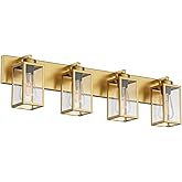 Aipsun Gold Bathroom Light Fixtures 4 Light Vanity Light Bathroom Farmhouse Lighting Fixtures Industrial Vanity Light (Exclud