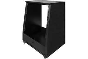 Gator Frameworks Elite Furniture Series 12U Angled Studio Rack with Locking Casters, Black Finish (GFW-ELITESTUDIORK12-BLK)