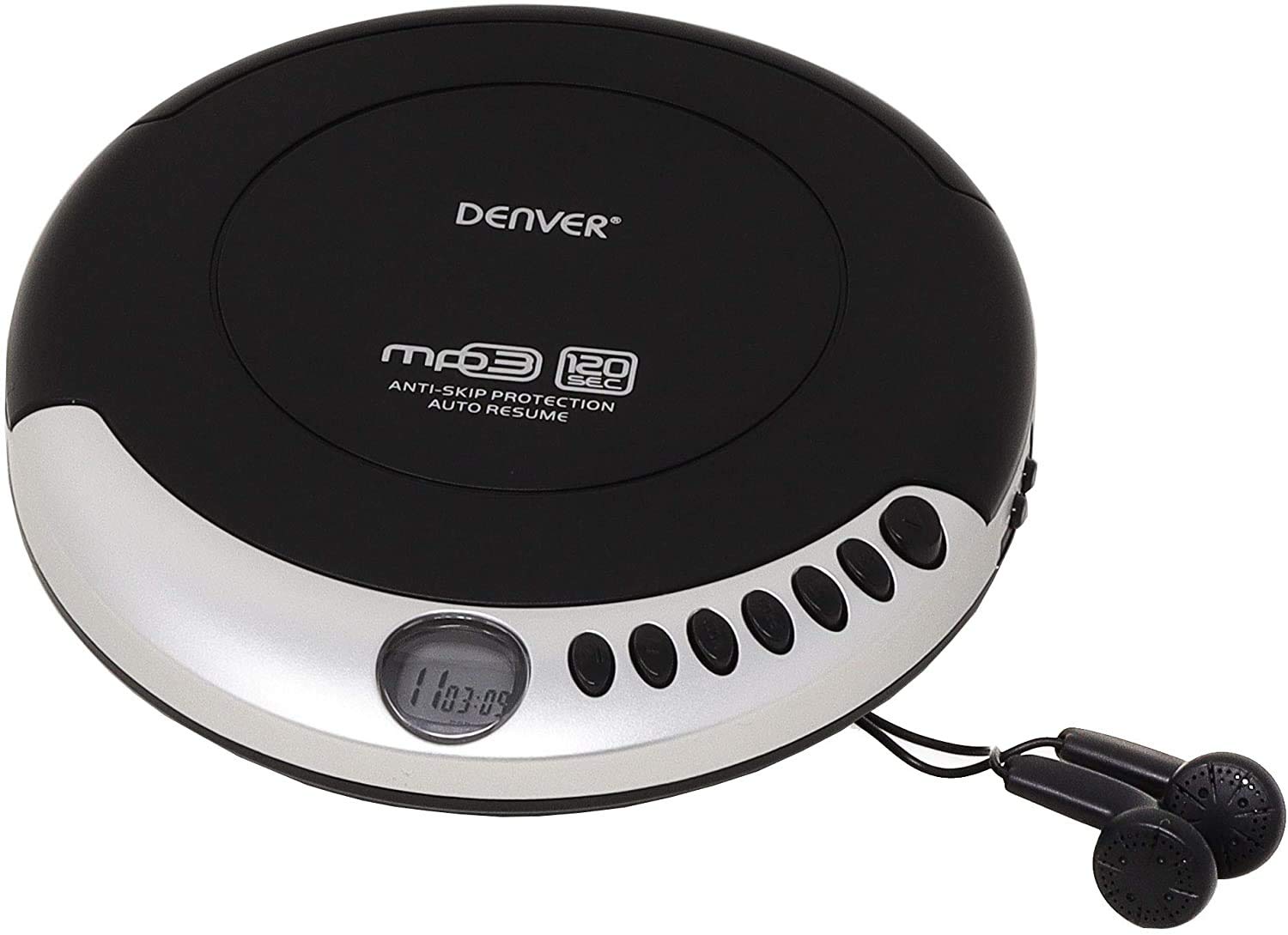 Denver DMP-391 Personal CD Player Discman With MP3 / Audio Book Support, 40 Second Antishock, Resume/Last Played Memory, Portable CD Player With Bass Boost