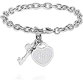 Ruirenan Inspirational Bracelets for Women Daughter Engraved Charm Heart Pendant Gifts for Mom Sister Grandma Gigi Friends Birthday Christmas Mother's Day Gifts
