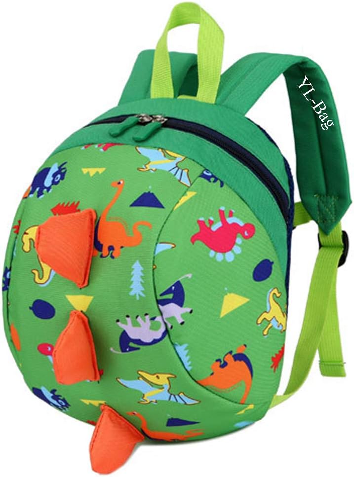 Toddler Kids Backpack Rucksack with Reins for Boys/Girl, Dinosaur Rucksack Toddler, Cartoon Safety Anti-Lost Strap Rucksack Kids Bag 27 * 19 * 11cm / 10.62 * 7.28 * 4.33inch (Green)
