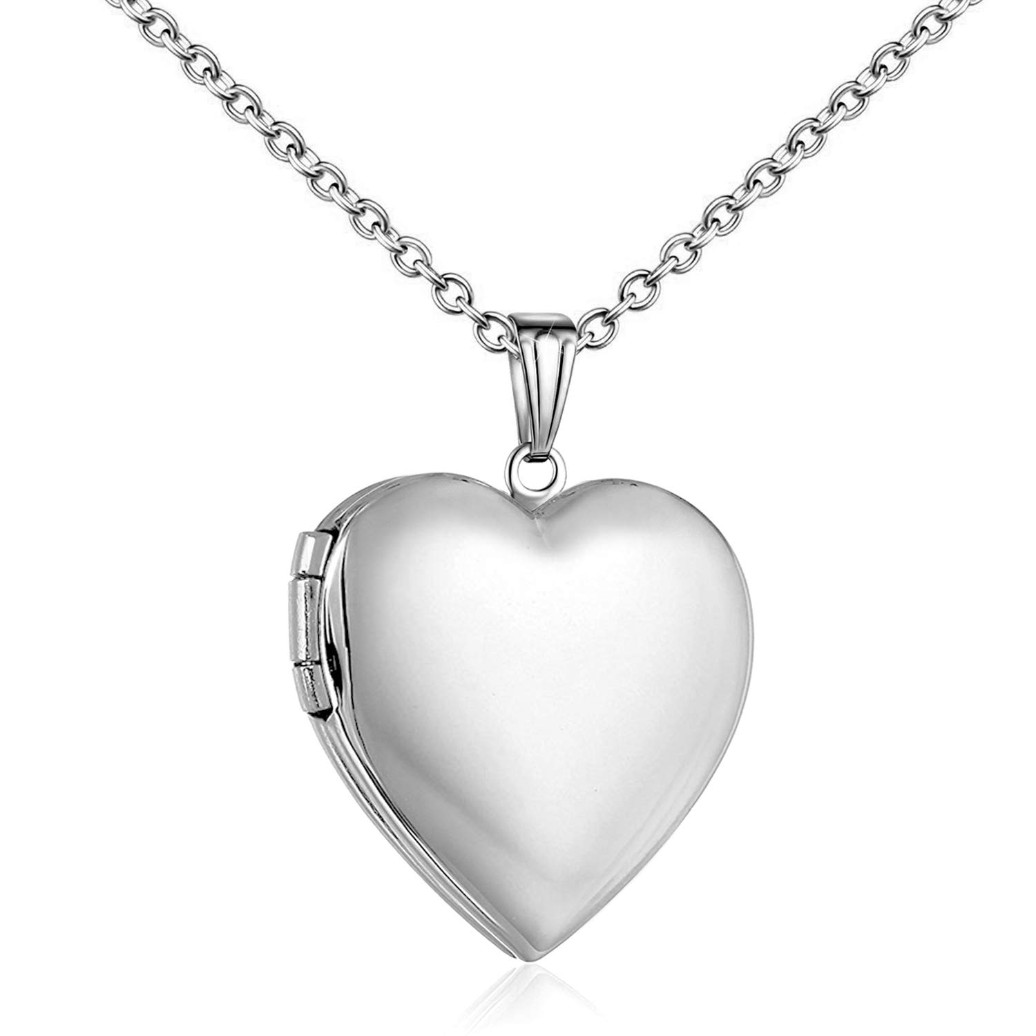YOUFENG Love Heart Locket Necklace that Holds Pictures Polished Lockets Necklaces Birthday Gifts