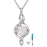 ONEFINITY Paw Urn Necklace for Ashes 925 Sterling Silver Infinity Dog Cat Pet Paw Print Cremation Jewelry for Pet Ashes Animal Keepsake Memorial Charm Pendant Necklace for Women