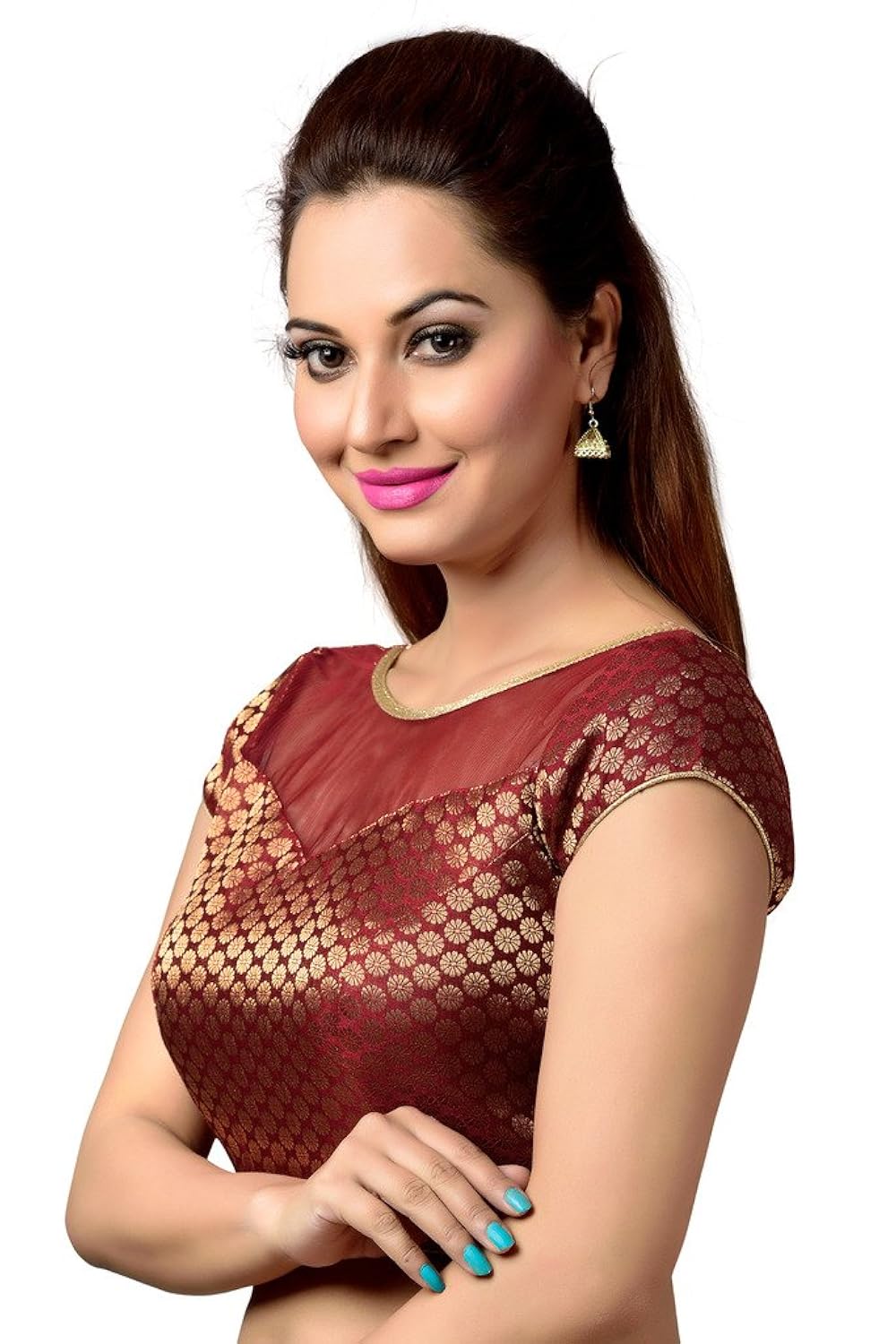 studio shringaar brocade net yoke blouse