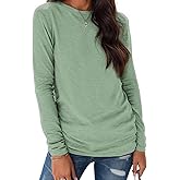 Ryaiwi Long Sleeve T Shirts for Women Loose Fit, Crewneck Womens Long Sleeve Tops Casual Trendy Lightweight Basic Tee Tops