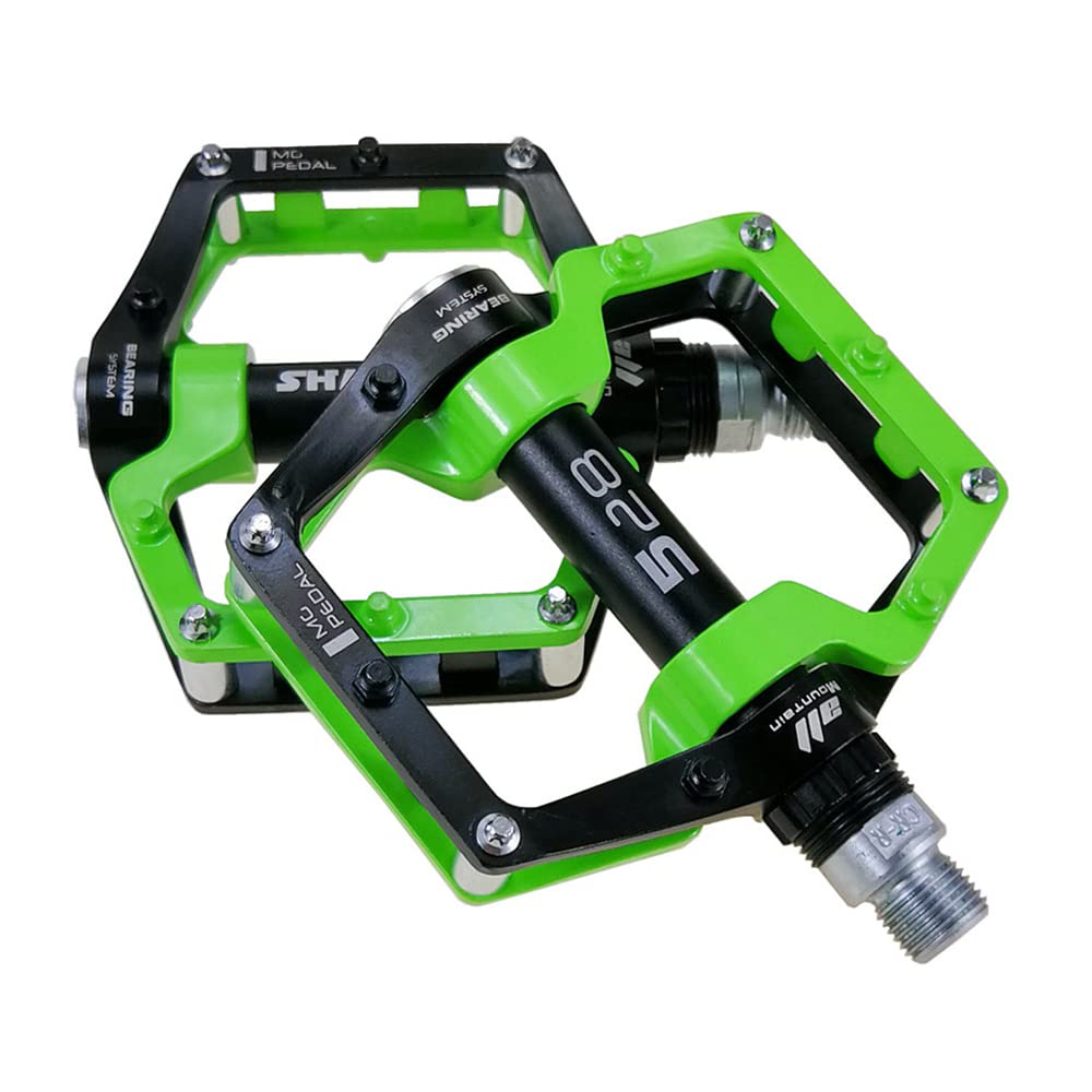 Generic FrontStep Two Colour Magnesium Aluminium Non-Slip Pedals Lightweight Bicycle Pedals for BMX/MTB/Mountain Bike Pedals with Cr-Mo Steel Axles (Green), 102 x 90 x 27mm