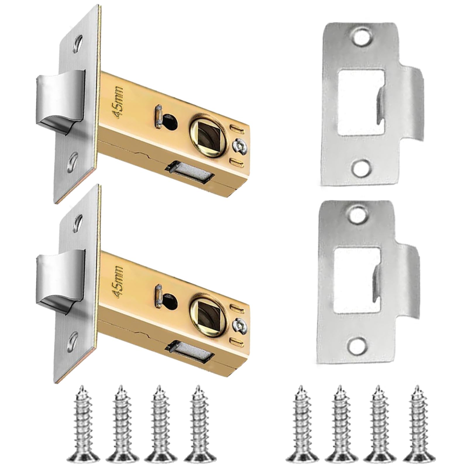 2 Set 45mm Tubular Latch,Internal Door Lock Mortice Latch Mute Door Sprung Latch Tubular Mortice Latch for Internal Doors Sprung Lever Door Handles