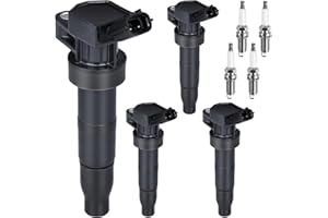 GYBENZI 4pcs Ignition Coil & Spark Plug Fit for Hyundai Tucson Sonata Genesis Equus Kia Optima Sorento Sportage 2.4 L4 2011 2012 2013 2014 2015 2016 Coil Pack Replaces# C1667 UF611