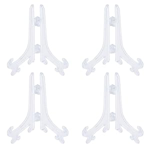 Meprotal 4 Packs Clear Plastic Display Stand Plate Stands for Picture Frames, Display Plates (4