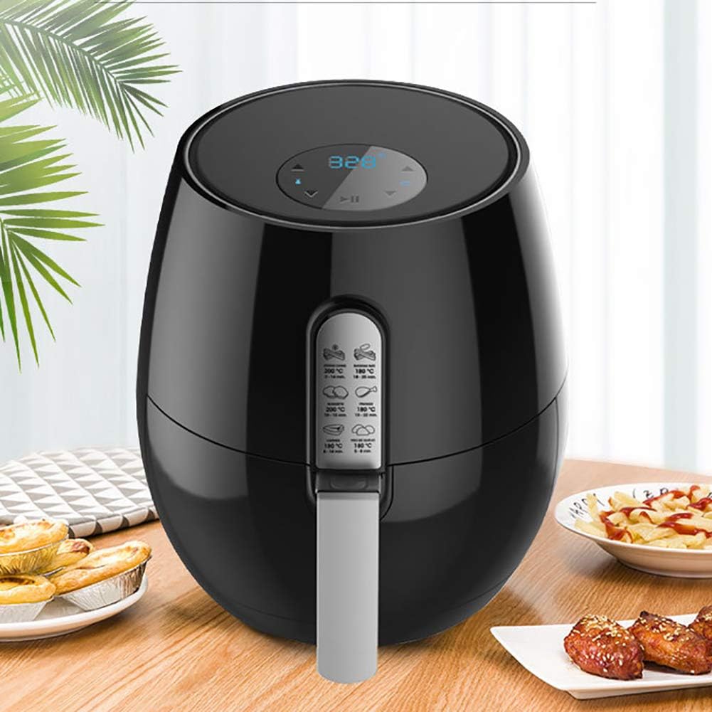 Electric Air Fryer Oil-Less Healthy Cooker with Extra Large Capacity Up to 5.2 L of Food, Timer Up to 30-Minutes and Temperature Up to 200 Degrees, Black