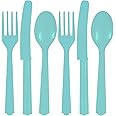 Assorted Robin's Egg Blue Plastic Cutlery (Pack of 24) - Elegant, Durable & Disposable Party Supplies for Every Occasion