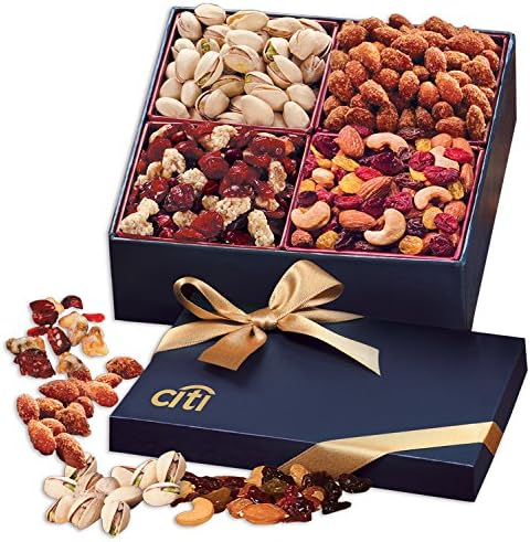 Nutritious Snack Mix Assortment 12 PACK in Navy Gift Box w/ YOUR LOGO or ARTWORK