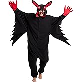 Kidukso Mysterious Mothman Onesie Pajamas Animal Halloween Christmas Sleepwear Cosplay Costume for Adult Women Men Black
