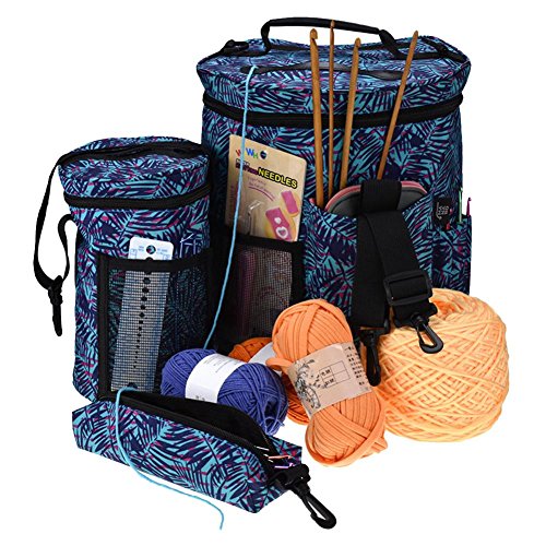 Whitelotous 3pcs/set Knitting Storage Barrel Bag Totes Easy To Carry for Crochet Hook Yarn Sewing Pouch High Capacity Home Organizer