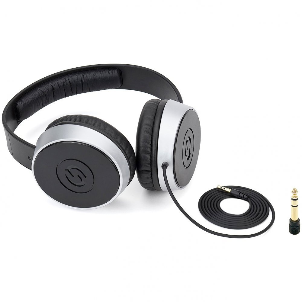 Samson SR450 On-Ear Headphones for Casual Listening and Monitoring, black & silver