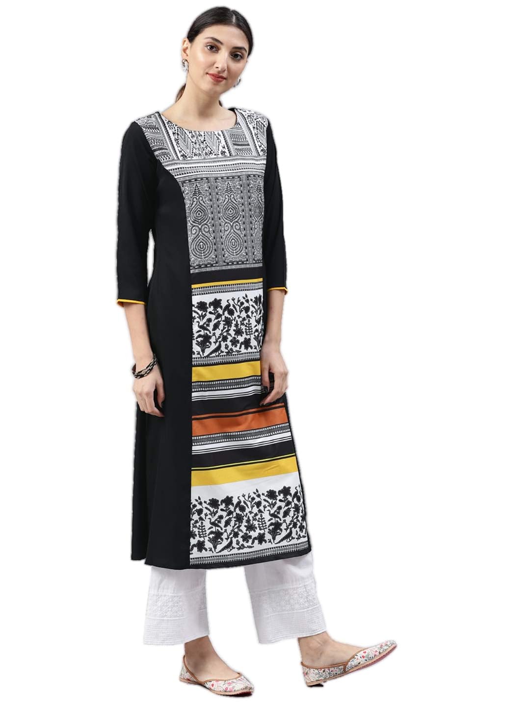 vaamsi crepe digital printed kurti(vpk1538_black_free size)
