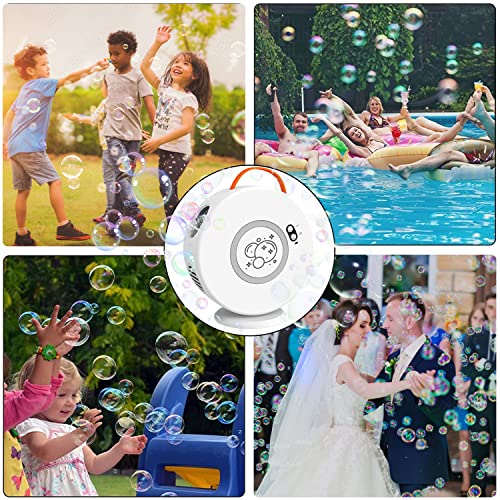 Bubble Machine for Children Automatic Bubble Blower Bubble Machine Portable Rechargeable Battery Operated Bubble Toy Electric Bubble Toy Rotated 90°/360° for Birthday Party (White)