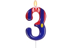 FAMGIFT Blue Red 3rd Birthday Candle for Boys Girls - Birthday Party Cake Decorations, Number 3 Cake Topper, Cartoon Game Themed Party Decor Kids Party Supplies
