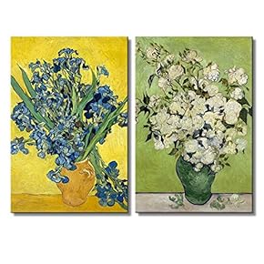 Still Life: Vase with Pink Roses Irises by...