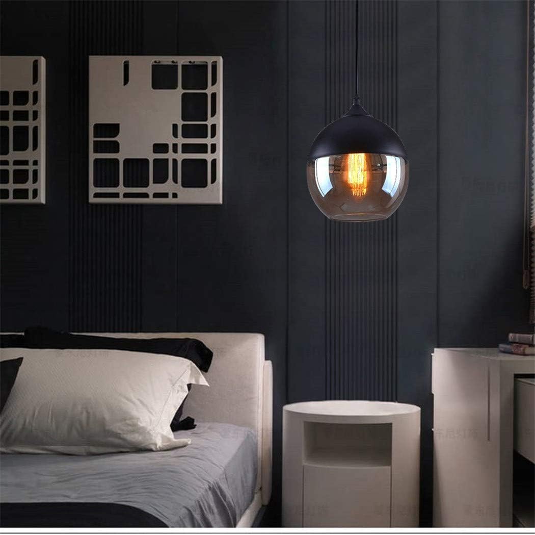 NAANN Globe Pendant Lighting, Modern Hanging Ceiling Lamps Black Industrial Mid Century Amber Glass Pendant Light Fixture with Adjustable Cord for Kitchen Island Bathroom Dining Room E26 Bulb - - 