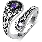 qielizhu Scottish Gifts Scottish Thistle Thumb Ring 925 Sterling Silver Thistle Spoon Thumb Ring for Women Scottish Thistle Jewelry Gifts for Women