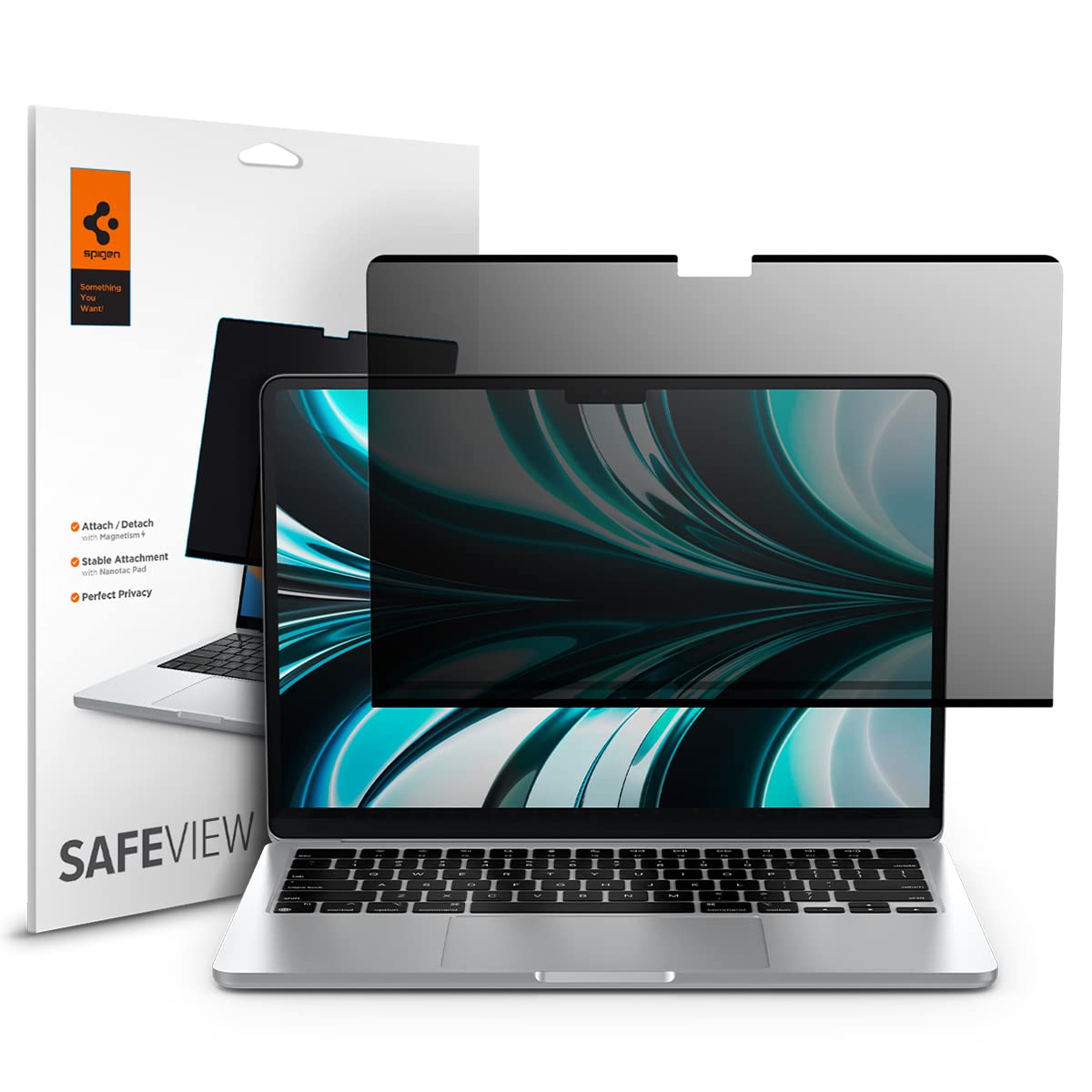 Spigen SafeView Privacy Filter Screen Protector for MacBook Air 13 inch (M5 2026 / M4 2025 / M3 2024 / M2 2022)