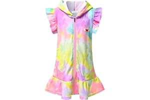 Perfashion Swimwear Cover Up for Girls Terry Swim Cover Ups Hooded Kids Zip-up Cover-ups