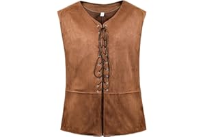 frawirshau Men's Medieval Renaissance Vest Costume Pirate Gothic Steampunk Waistcoat