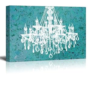Canvas Wll Art - Crystal White Chandelier on Grunge Wall Background - Giclee Print and Stretched Ready to Hang - 12"x18"