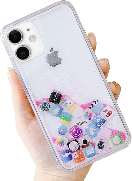 Amazon Co Jp Unnfiko Iphone 12 ケース リキッド カラフル キラキラ 動く Ios アイコン 図面 かっこいい おもしろい アイフォン 12 カバー 携帯バンパー Iphone 12 Pink Glitter 家電 カメラ